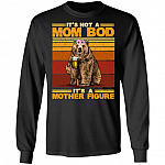 It's Not A Mom Bod It's A Mother Figure Vintage Hoodie Sweatshirt - Funny Father's Day Drinking Mother Shirt, Black, Long Sleeve