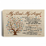 My Dad My Angel Your Battle Is Now Over - Butterfly Tree Gallery Wrapped Framed Canvas Prints - Unframed Poster, White, 0.75'' Framed Canvas