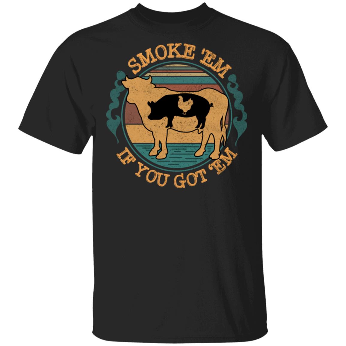 Smoke Em If You Got Em Vintage BBQ Grilling T-Shirt, Black, Unisex T-Shirt