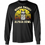 Wanna Smoke Alpaca Bowl Vintage Hoodie Sweatshirt - Cool Llama Cannabis Meme Weed Saying Fun Marijuana Shirt, Black, Long Sleeve Wanna Smoke Alpaca Bowl Vintage Hoodie Sweatshirt - Cool Llama Cannabis Meme Weed Saying Fun Marijuana Shirt, Black, Long Sleeve