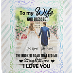 Personalized to My Wife God Blessed the Broken Road That Led Me Straight to You Fleece Blanket-Premium Sherpa Blanket, White, Cozy Plush Fleece Blanket - 50x60 Personalized to My Wife God Blessed the Broken Road That Led Me Straight to You Fleece Blanket-Premium Sherpa Blanket, White, Cozy Plush Fleece Blanket - 50x60