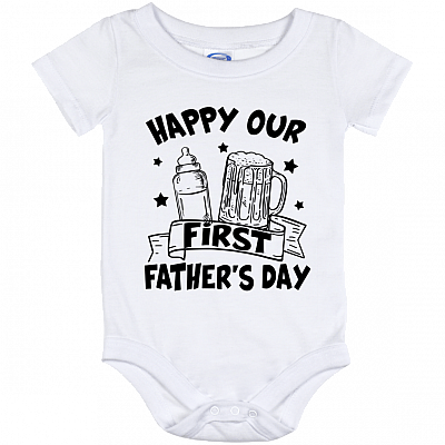 First Fathers Day Toddler - Baby Onesie - Father Son Matching Shirts, White, Baby Onesie - 12 Month