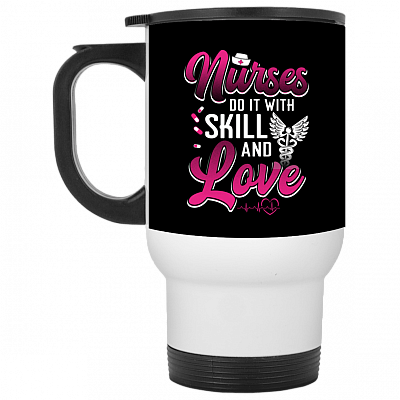 14 oz. White Travel Mug
