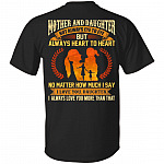 Mother and Daughter Not Always Eye To Eye But Always Heart To Heart Print On Back T-Shirt, Black, Unisex T-Shirt