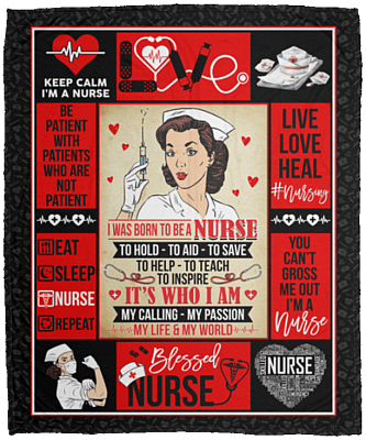 I Was Born To Be A Nurse To Hold To Aid To Save Fleece Blanket - Premium Sherpa Blanket - Woven Blanket, White, Cozy Plush Fleece Blanket - 50x60