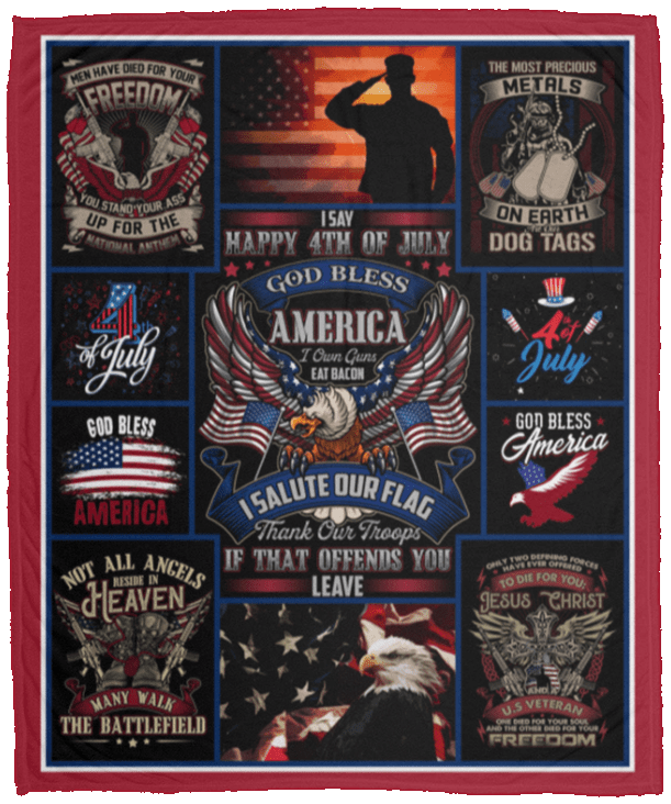 I Say Happy 4th Of July Gob Bless America Fleece Blanket - Premium Sherpa Blanket - Woven Blanket, White, Cozy Plush Fleece Blanket - 50x60 I Say Happy 4th Of July Gob Bless America Fleece Blanket - Premium Sherpa Blanket - Woven Blanket, White, Cozy Plush Fleece Blanket - 50x60