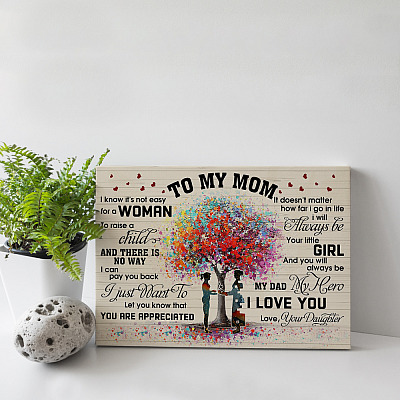 Alternative view of From Daughter to My Mom I Know It's Not Easy for a Woman to Raise a Child Framed Canvas - Unframed Poster