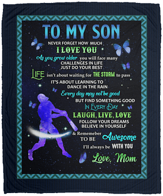 Softball To My Son Never Forger How Much I Love You From Mom Fleece Blanket - Premium Sherpa Blanket, White, Cozy Plush Fleece Blanket - 50x60