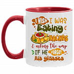 I Wish I Was Eating Nachos And Asking The Ump If He Forgot His Glasses Accent Mug - Nachos Lover Gifts, White/Red, 11 oz. Accent Mug