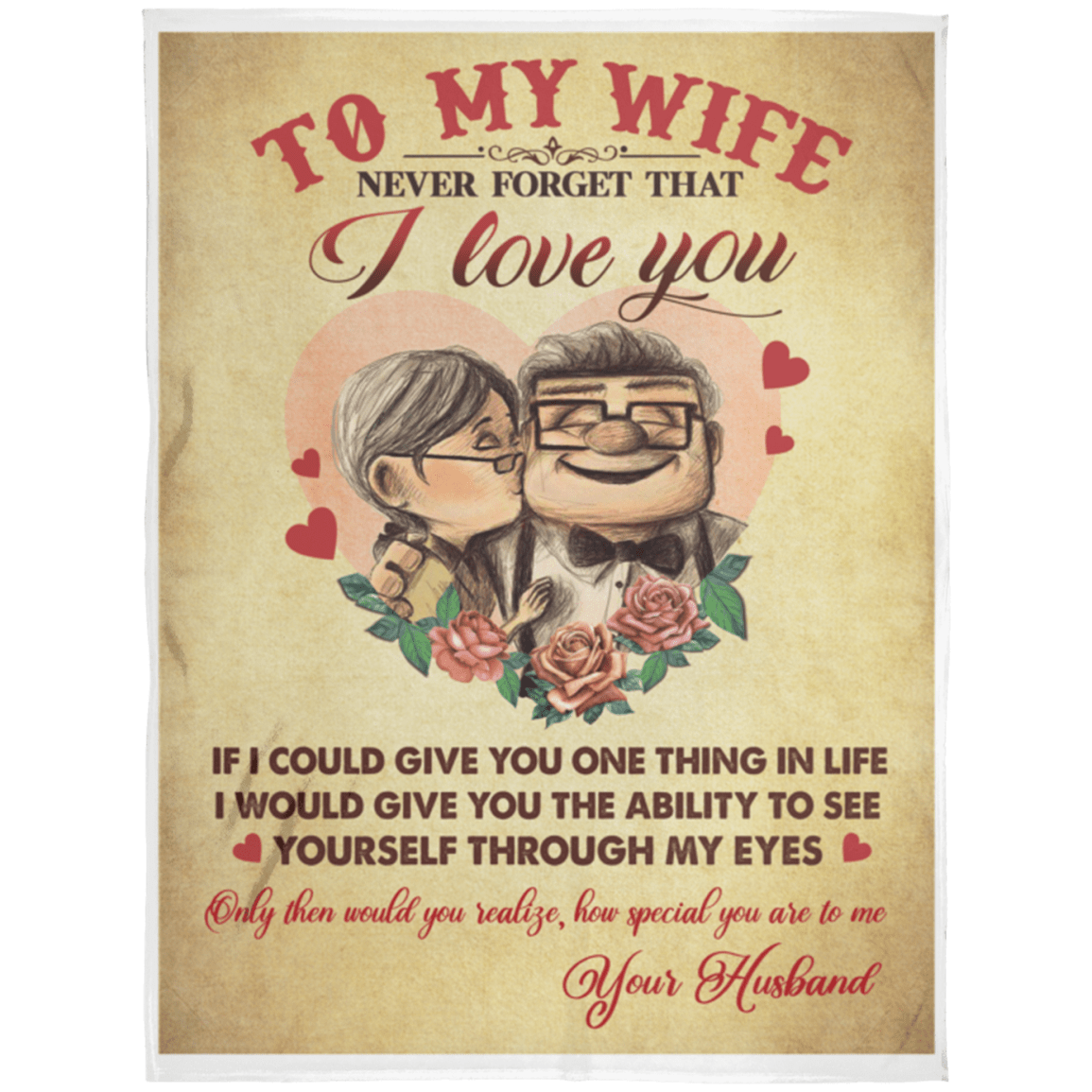 To My Wife Never Forget That I Love You Blanket - New, White, Arctic Fleece Blanket - 60x80