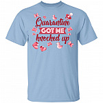 Quarantine Got Me Knocked Up Gift For Pregnant Mom T-Shirt - V Neck, Light Blue, Unisex T-Shirt