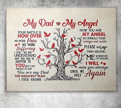 Alternative view of Cardinal My Dad My Angel Your Battle Is Now Over No More Pain Suffering Framed Canvas - Unframed Poster
