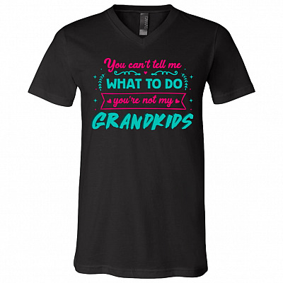 You Can't Tell Me What To Do You're Not My Grandkids T-Shirt, Black, V-Neck T-Shirt