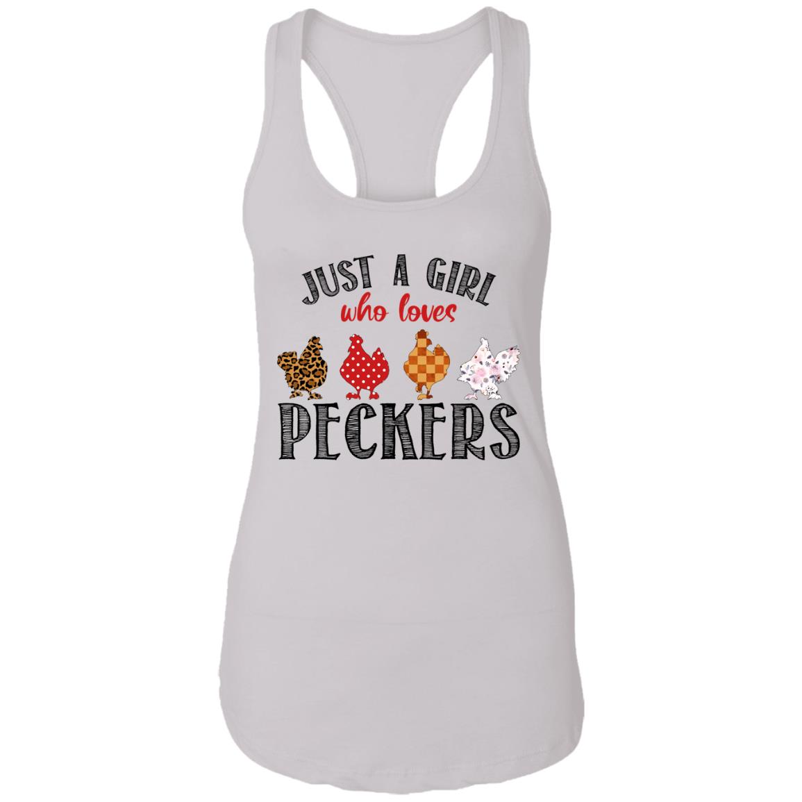 Just A Girl Who Loves Peckers Cotton Tank Top Tee - Ladies Racerback Tank, White, Ladies Racerback Tank Just A Girl Who Loves Peckers Cotton Tank Top Tee - Ladies Racerback Tank, White, Ladies Racerback Tank