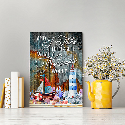 Alternative view of And I Think to Myself What a Wonderful World Ocean Gallery Wrapped Framed Canvas Prints - Unframed Poster