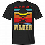 Mens Dad Men Myth Cute Twins Maker Funny Father's Day Gift T-shirt, Black, Unisex T-Shirt