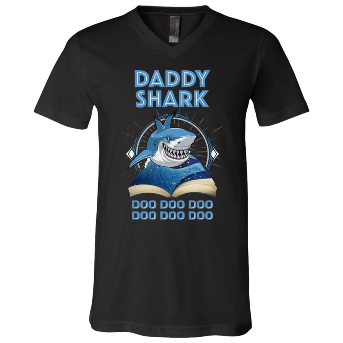 Daddy Shark Doo Doo Doo T-Shirt, Black, V-Neck T-Shirt