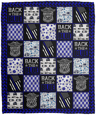 Back The Blue Thin Blue Line Police Officer Fleece Blanket - Premium Sherpa Blanket - Woven Blanket, White, Cozy Plush Fleece Blanket - 50x60
