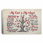 Cardinal My Dad My Angel Your Battle Is Now Over No More Pain Suffering Framed Canvas - Unframed Poster, White, 0.75'' Framed Canvas