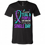 I Wear Teal and Purple For Someone I Miss Every Single Day Suicide Prevention Awareness T-Shirt - V-Neck, Black, V-Neck T-Shirt