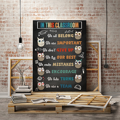 Alternative view of In This Classroom We All Belong We Are Important Wrapped Framed Canvas Prints - Unframed Poster