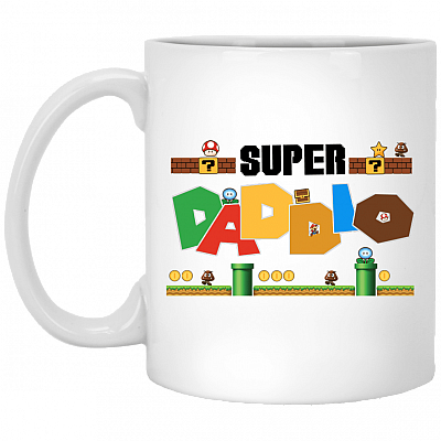 Father's Day Gift Super Daddio Coffee Mug - Beer Stein - Water Bottle - Color Changing Mug, White, 11 oz. White Mug