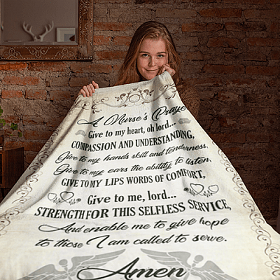 Alternative view of A Nurse's Prayer Gift For Nurse Fleece Blanket - Premium Sherpa Blanket - Woven Blanket