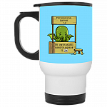 Psychological Torture The Unspeakable Is In Eldritch Horror White Mug, Columbia Blue, 14 oz. White Travel Mug