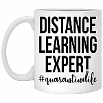 Distance Learning Expert Quarantine Life Ceramic Coffee Mug - Water Bottle, White, 11 oz. White Mug