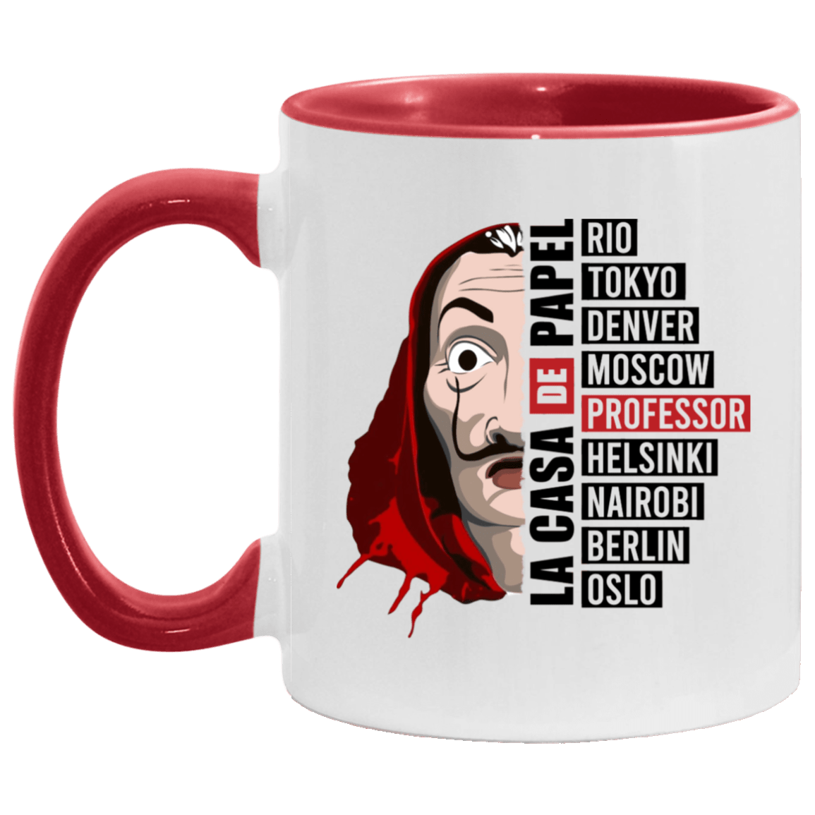 Professor Tokyo Berlin Accent Mug, White/Red, 11 oz. Accent Mug