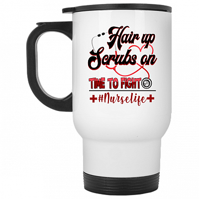14 oz. White Travel Mug