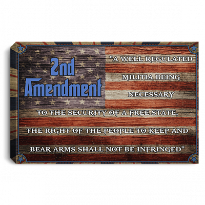 2nd Amendment Vintage American Flag Gallery Wrapped Framed Canvas Prints - Unframed Poster, White, 0.75'' Framed Canvas