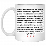 Mommy Soon You Can Look Into My Eyes I Will Be Here Because Of You New Mom Coffee Mug - Beer Stein, White, 11 oz. White Mug