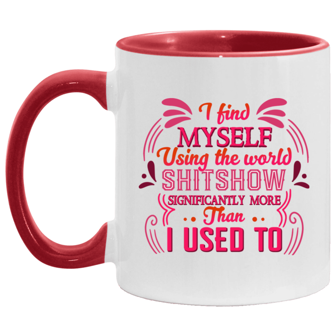 I Find Myself Using the Word Shitshow Significantly More Than I Used to Accent Mug, White/Red, 11 oz. Accent Mug