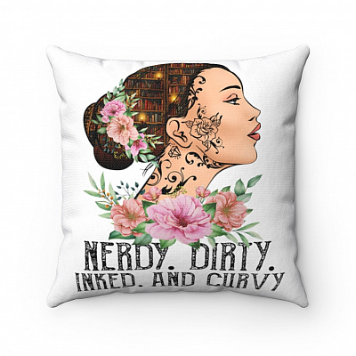 Nerdy Dirty Inked Tattoo Girl Book Lovers Throw Pillow - Decorative Pillow - Indoor Outdoor Cushion