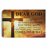 Dear God Please Protect My Family And Friends Gallery Wrapped Framed Canvas Prints - Unframed Poster, White, 0.75'' Framed Canvas