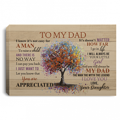 To My Dad From Daughter Canvas Poster, White, 0.75'' Framed Canvas