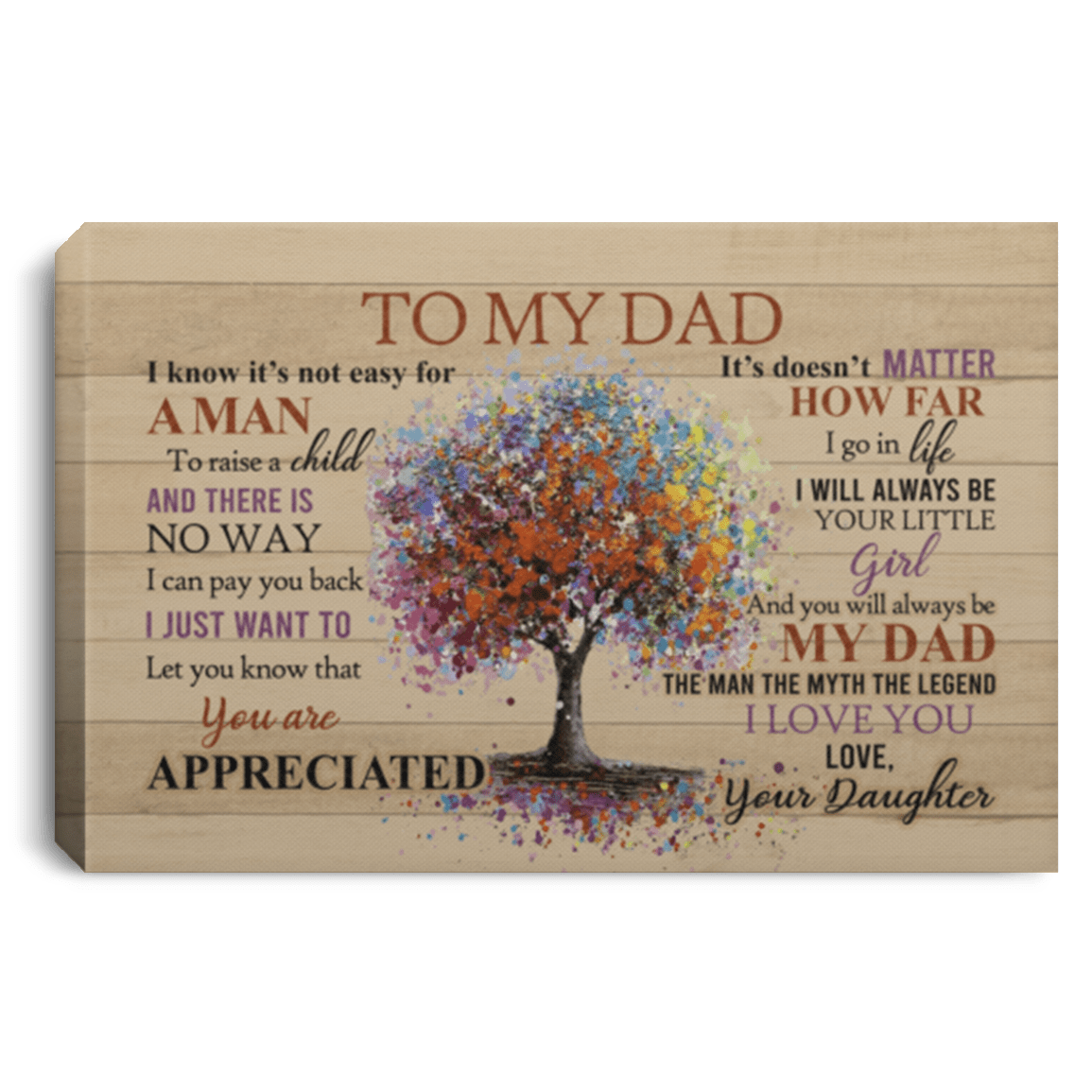 To My Dad From Daughter Canvas Poster, White, 0.75'' Framed Canvas