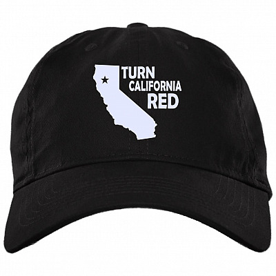Turn California Red Twill Cap - California State Flag High-Profile Snapback Hat - Trucker Hat, Black, Brushed Twill Dad Cap