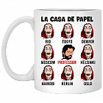 Spanish Movie Characters Pattern Ceramic Coffee Mug - Beer Stein - Water Bottle - Color Changing Mug, White, 11 oz. White Mug