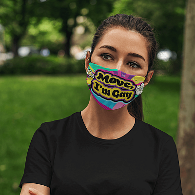 Alternative view of Move I'm Gay Pride LGBTQ Washable Reusable Custom –  Printed Cloth Face Mask Cover