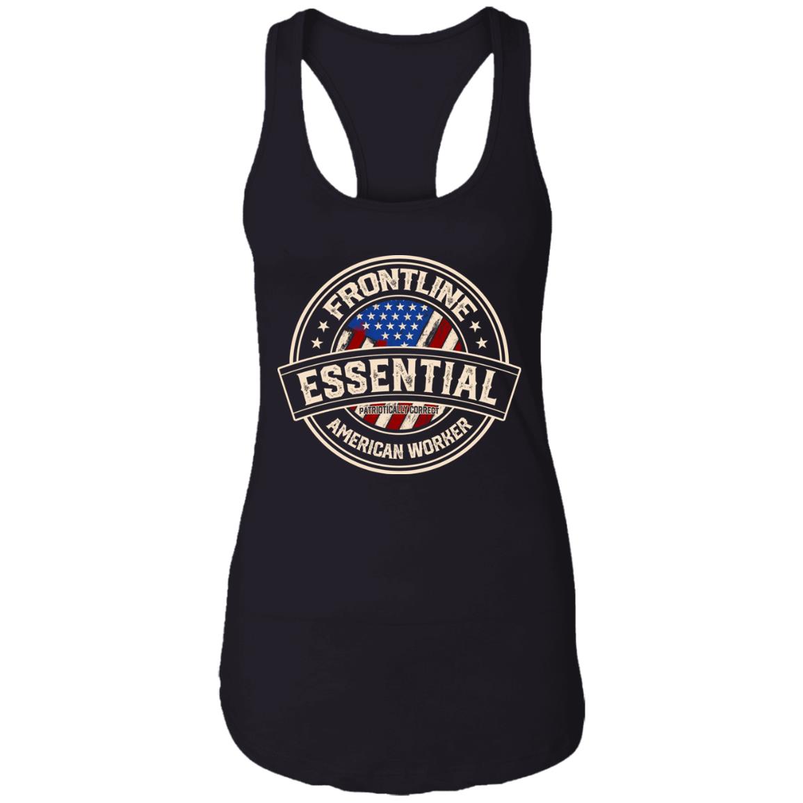 Frontline Essential Patriotically Correct American Worker Cotton Tank Top Tee - Ladies Racerback Tank, Black, Ladies Racerback Tank Frontline Essential Patriotically Correct American Worker Cotton Tank Top Tee - Ladies Racerback Tank, Black, Ladies Racerback Tank