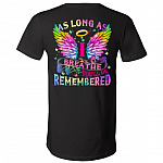 As Long As I Breathe You'll Be Remembered Print On Back T-Shirt - V-Neck Shirt, Black, V-Neck T-Shirt