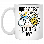 Happy First Father's Day Baby Bottle Beer Botttle Dad Gifts Ceramic Coffee Mug - Color Changing Mug, White, 11 oz. White Mug