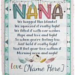 Personalized Nana We Hugged This Blanket We Squeezed It Really Tight Fleece Blanket - Premium Sherpa Blanket, White, Cozy Plush Fleece Blanket - 50x60