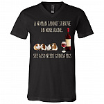 Guinea Pigs Shirt, Black, V-Neck T-Shirt