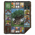 Tree of Life 3d - Tree of Life Quilt Fleece Blanket - Woven Blanket, White, Woven Blanket - 50x60