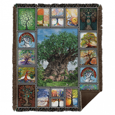 Tree of Life 3d - Tree of Life Quilt Fleece Blanket - Woven Blanket, White, Woven Blanket - 50x60