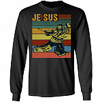 Jesus Saves Hockey Funny Hockey Lovers Dark Hoodie - Sweatshirt - Long Sleeve, Black, Long Sleeve
