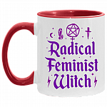 Radical Feminist Witch Accent Coffee Mug, White/Red, 11 oz. Accent Mug